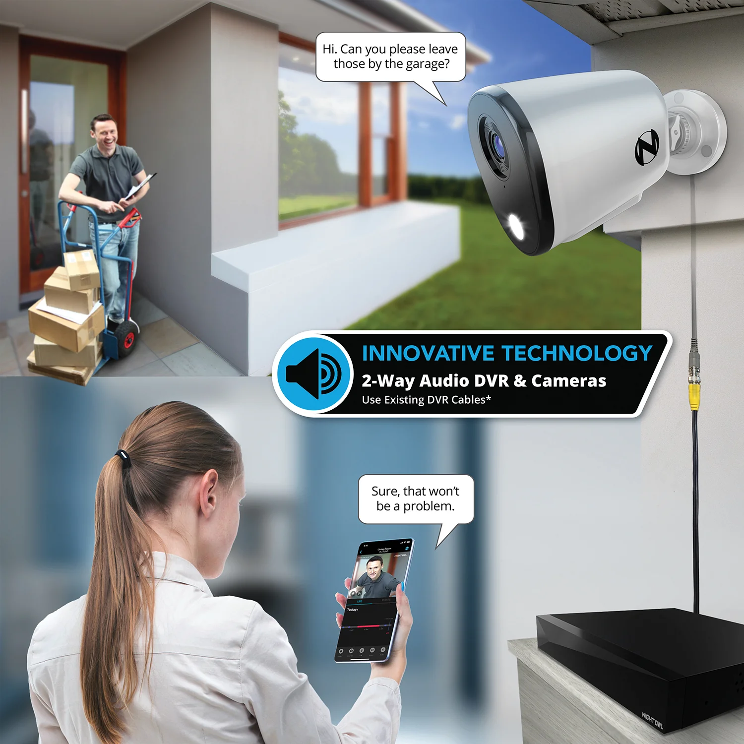 2-Way Audio 12 Channel DVR Security System with 2TB Hard Drive and 6 Wired 2K Deterrence Cameras - Image 4