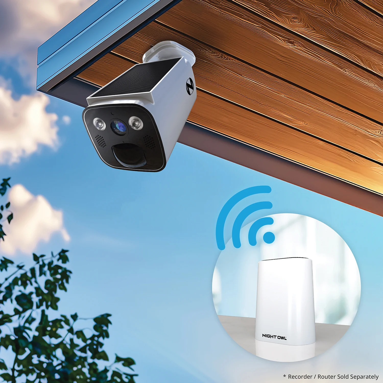 Solar Powered Wire Free 2K Camera with Spotlight and 2-Way Audio - White - Image 5