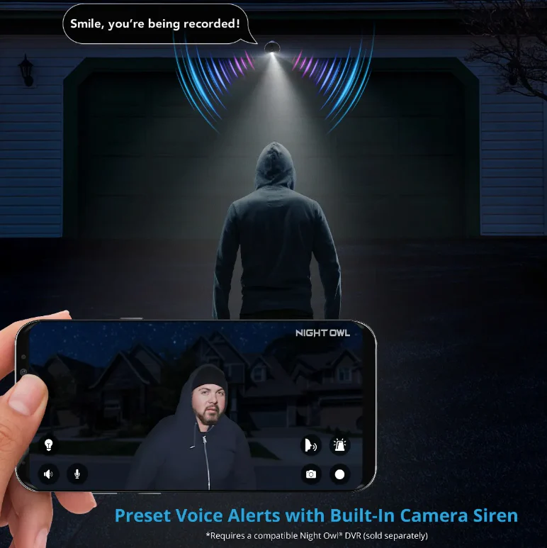 Add On Wired 1080p Spotlight Cameras with Audio Alerts and Sirens - 2 Pack - White - Image 5