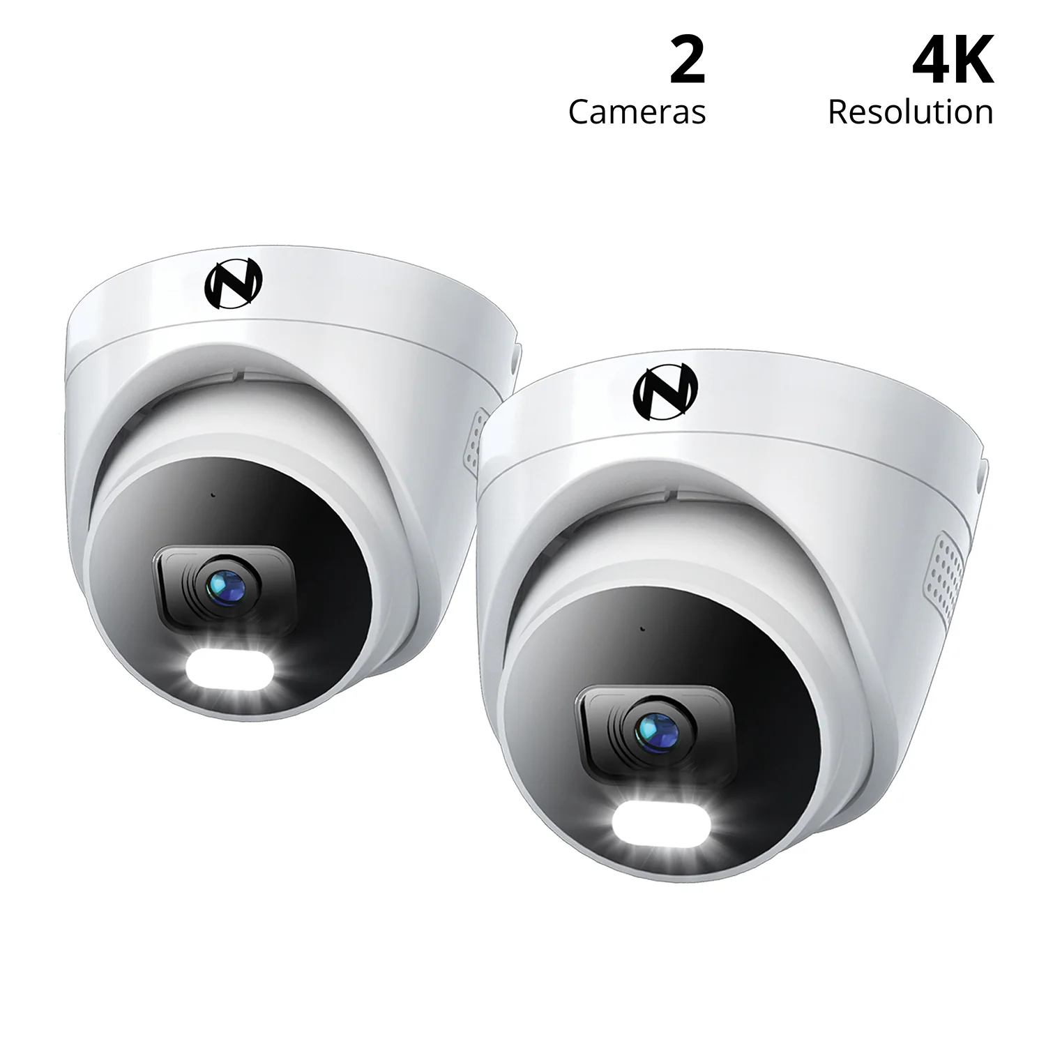 Add On Wired IP 4K Deterrence Dome Cameras with 2-Way Audio - 2 Pack - White - Image 2