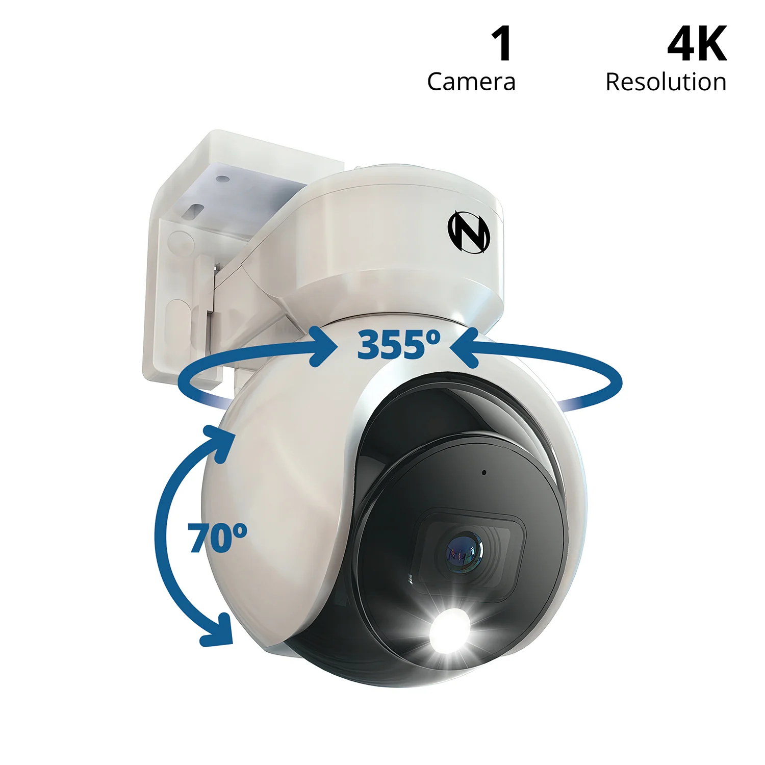 Add On Wired Spotlight Pan and Tilt 4K Deterrence Camera with 2-Way Audio - White - Image 2