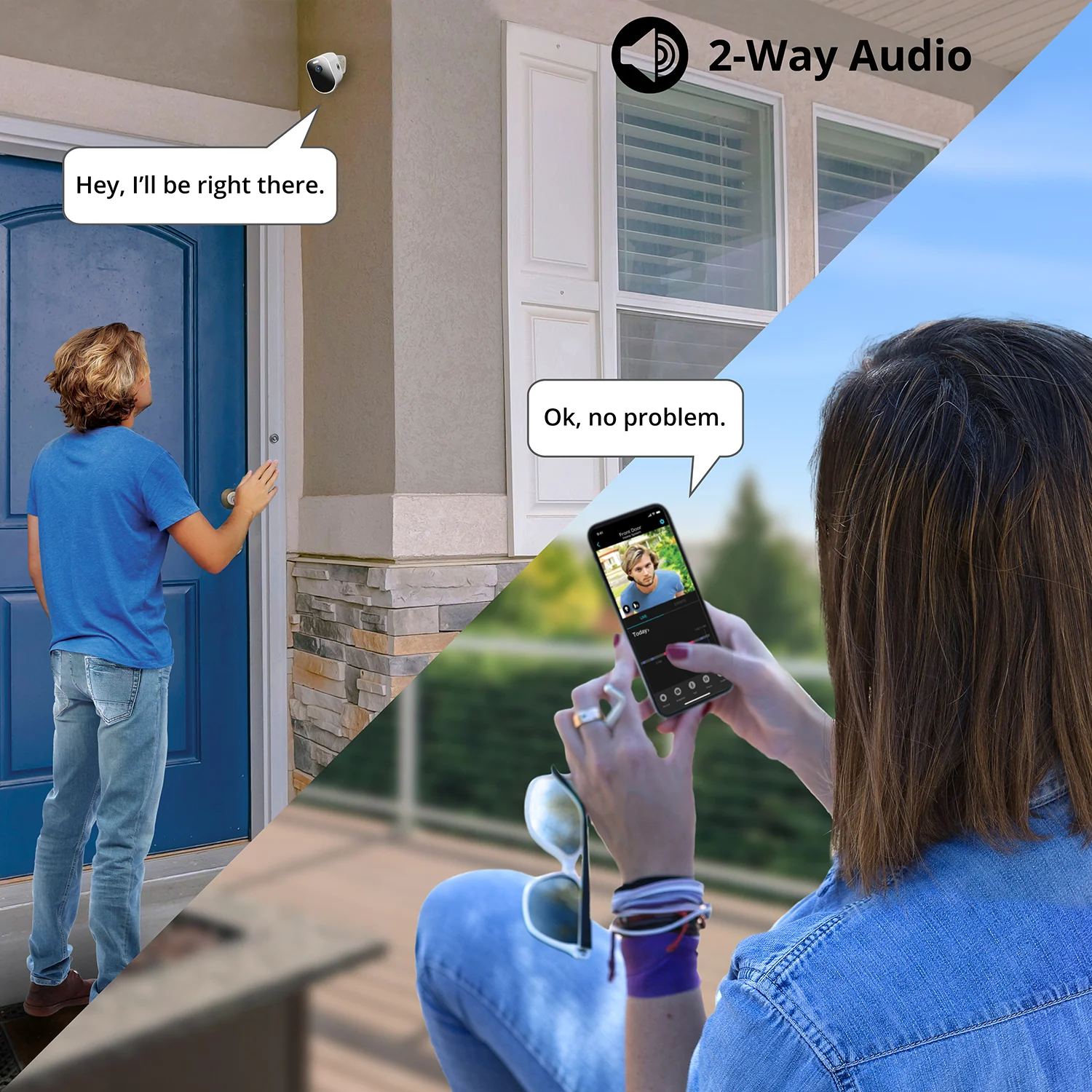 Wire Free (Battery) 2K Spotlight Mountable Cameras with 2-Way Audio and Audio Alerts and Sirens - 2 Pack - White - Image 9
