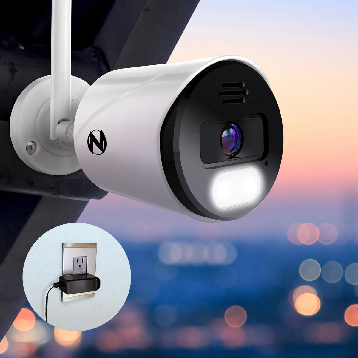 Wi-Fi IP Plug In 4K Spotlight Camera with 2-Way Audio and Audio Alerts and Siren - White - Image 4