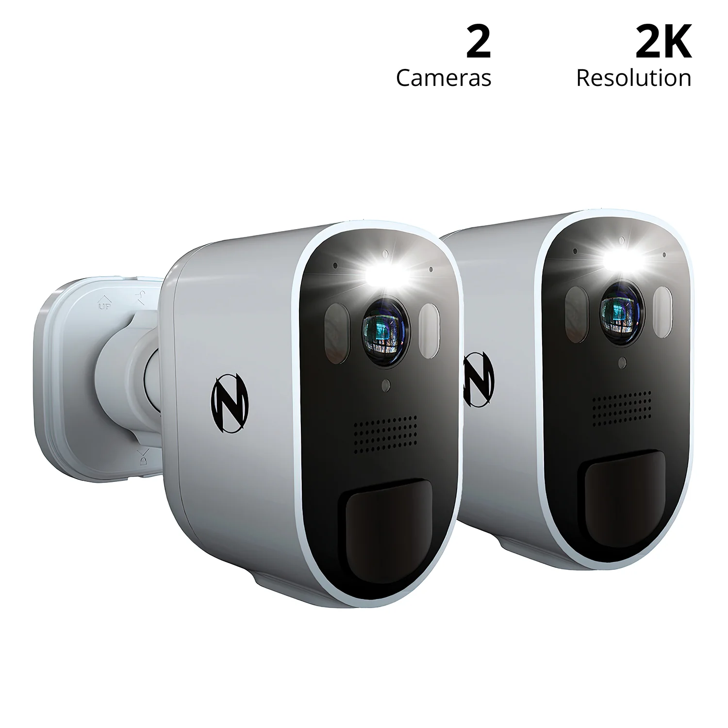 Wire Free 2K Spotlight Camera with 2-Way Audio - 2 Pack - White - Image 2