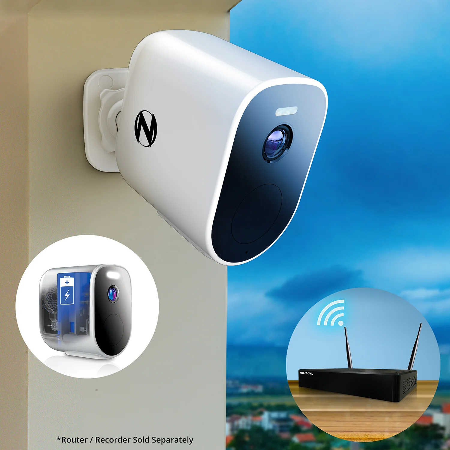 Wire Free (Battery) 2K Deterrence Camera with 2-Way Audio - White - Image 5